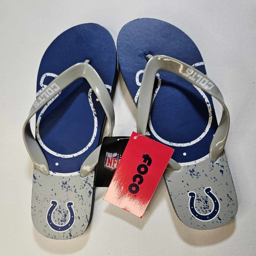 Indianapolis Colts NFL Mens Flip‎ Flops Medium FOCO Officially Licensed Product